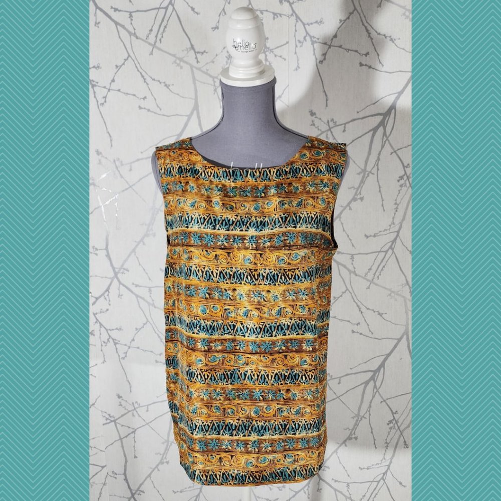 Diane Gilman Abstract Floral Printed 100% Silk Tank